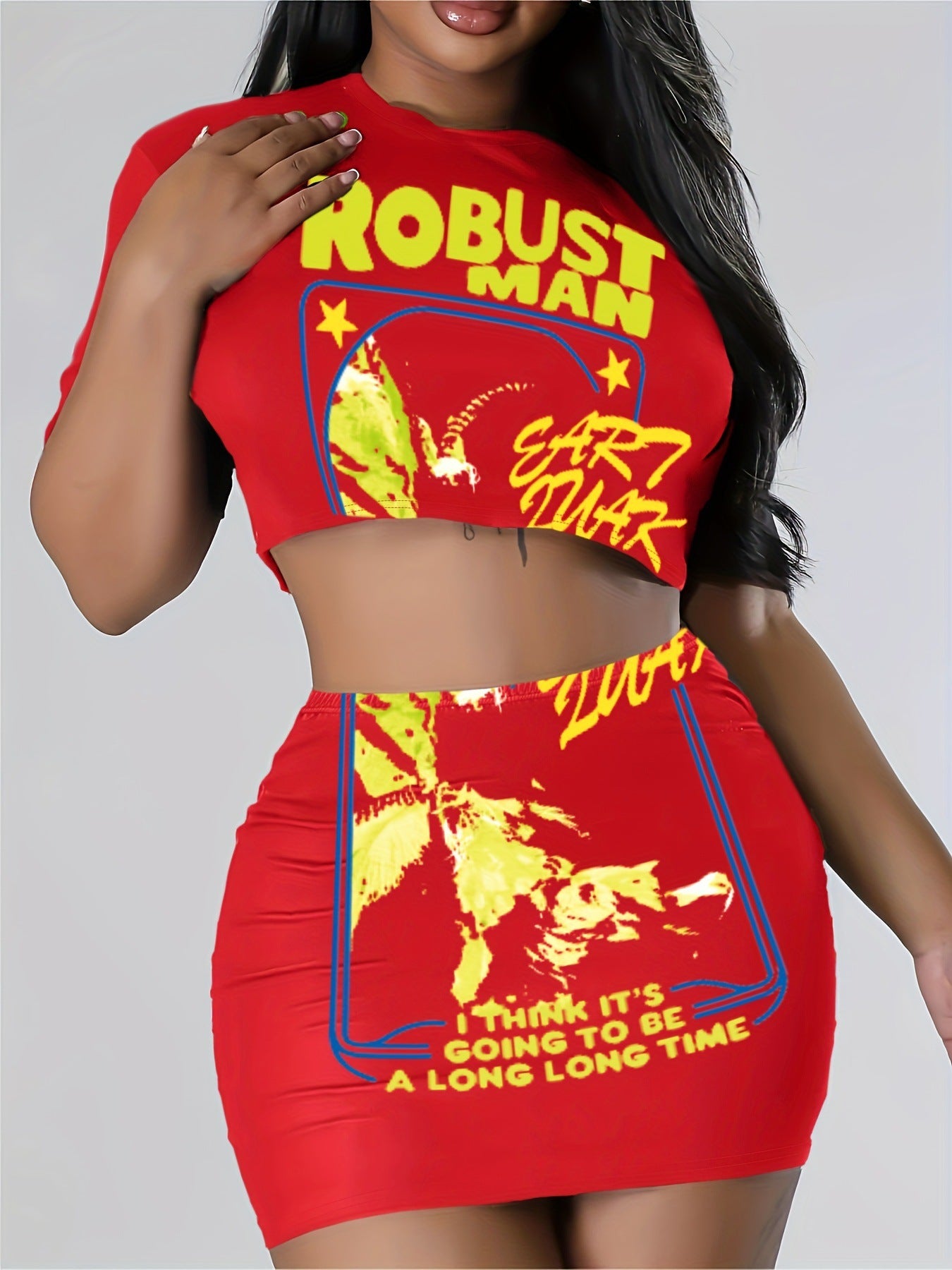 Women printed T-shirt and Skirt two-piece set 20