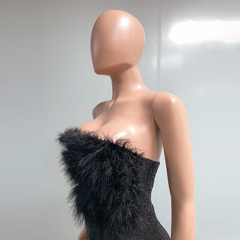Bell Bottom Feather Strapless Sexy Fashion Jumpsuit 34