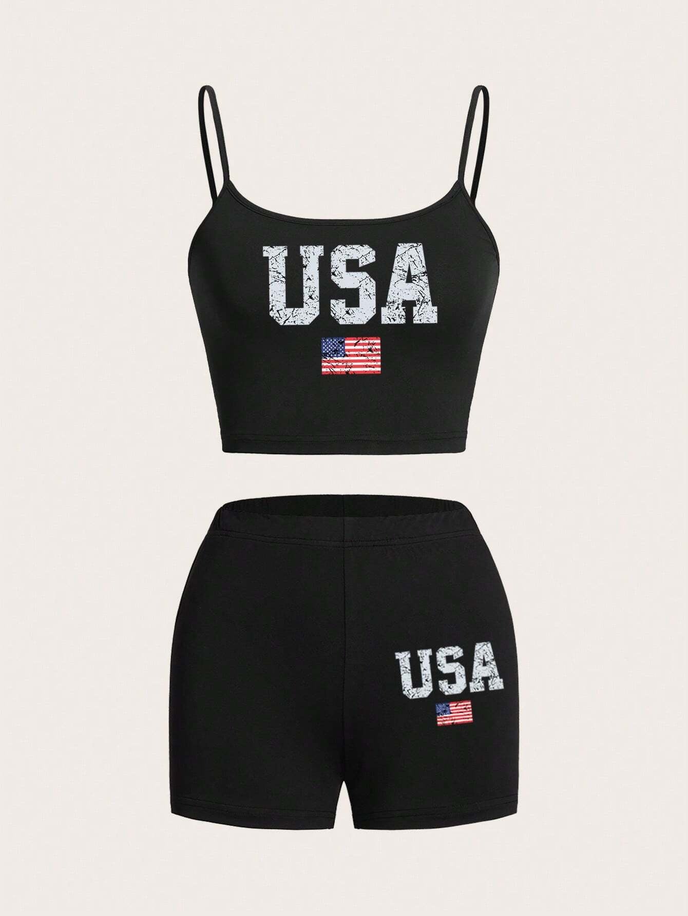 Summer Street Trendy Women's Strap Two Piece Shorts Set