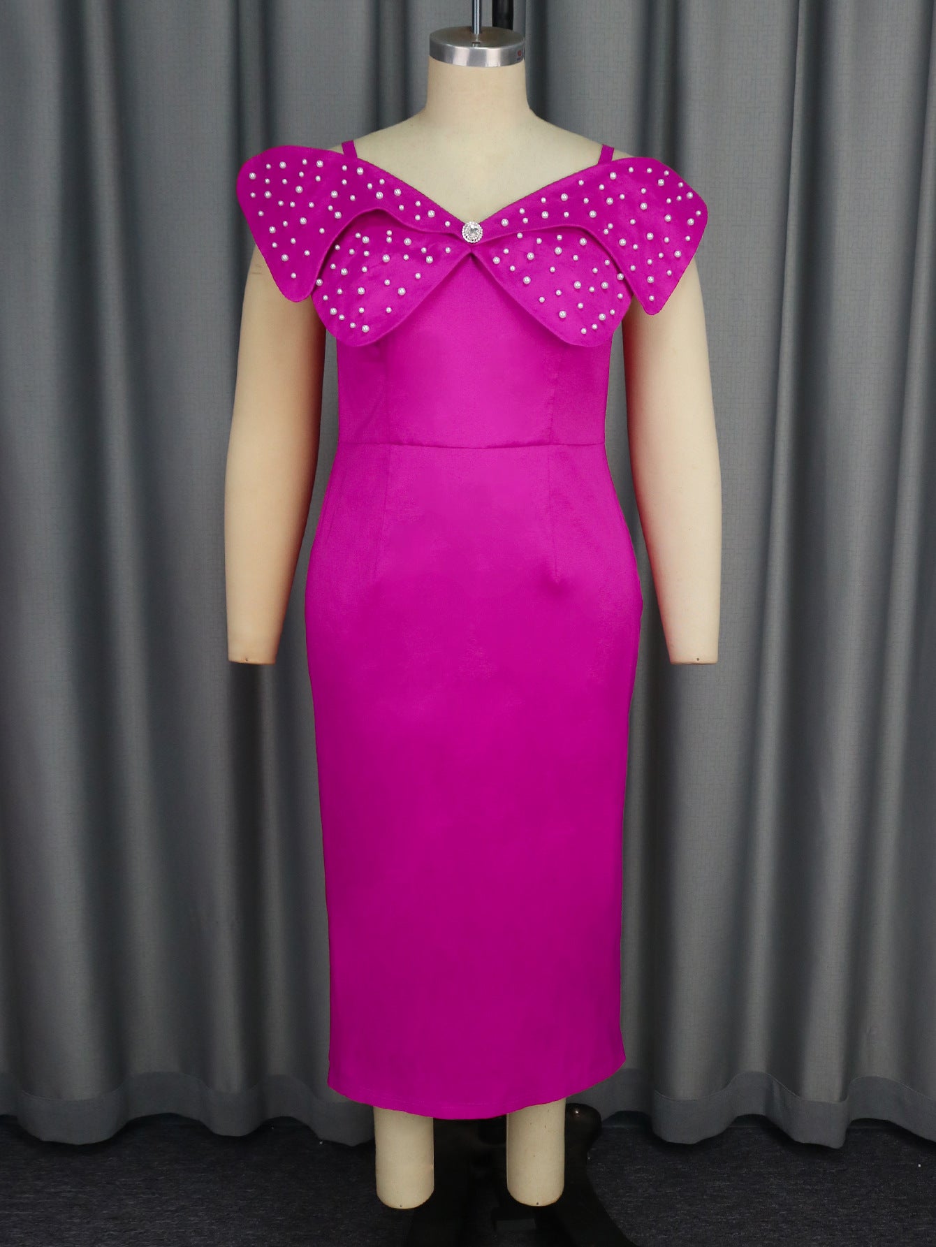 Women Sexy Bow Beaded Suspender Dress 4