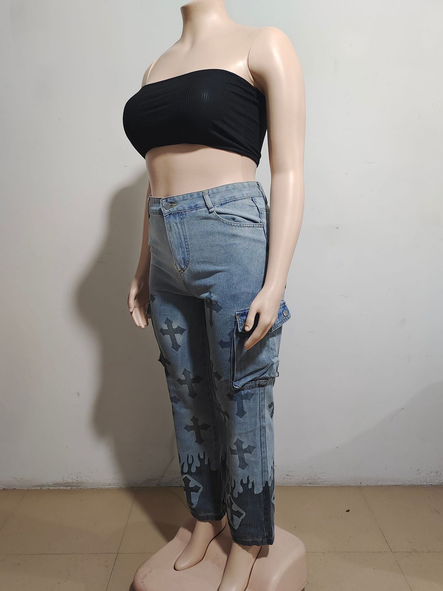 Women's Street Fashion Multi-Pocket Denim Pants 6