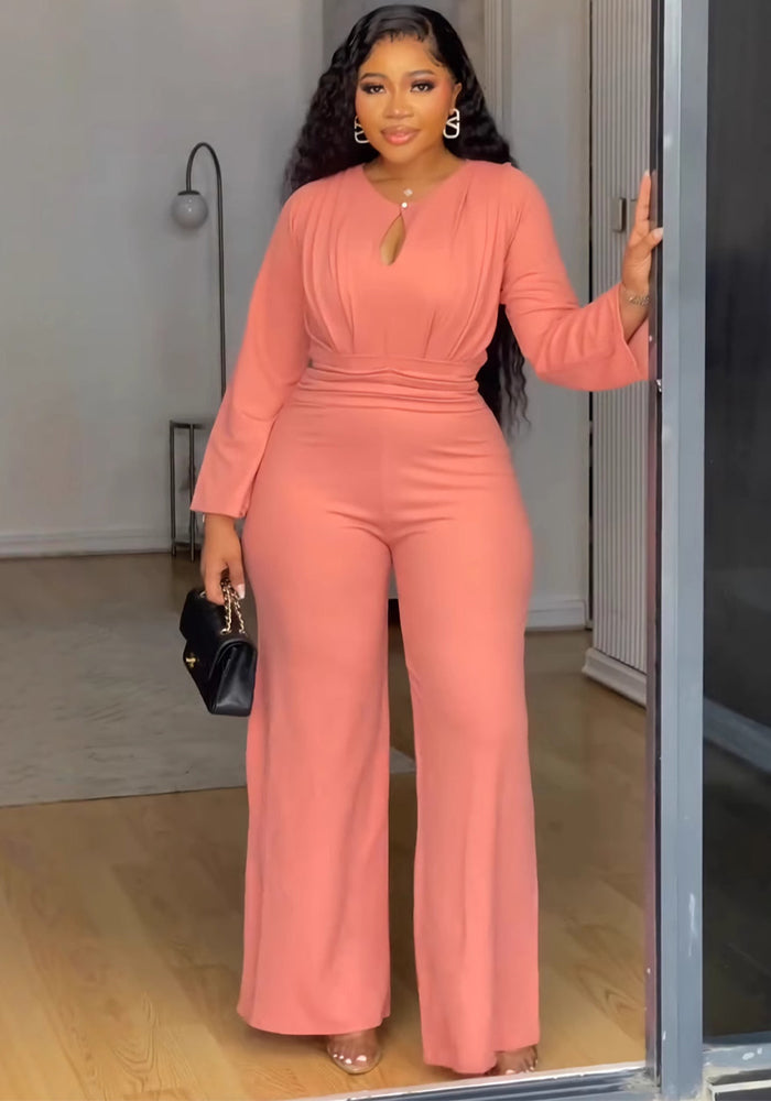 Elegant Cutout Slim Waist Wide Leg Jumpsuit