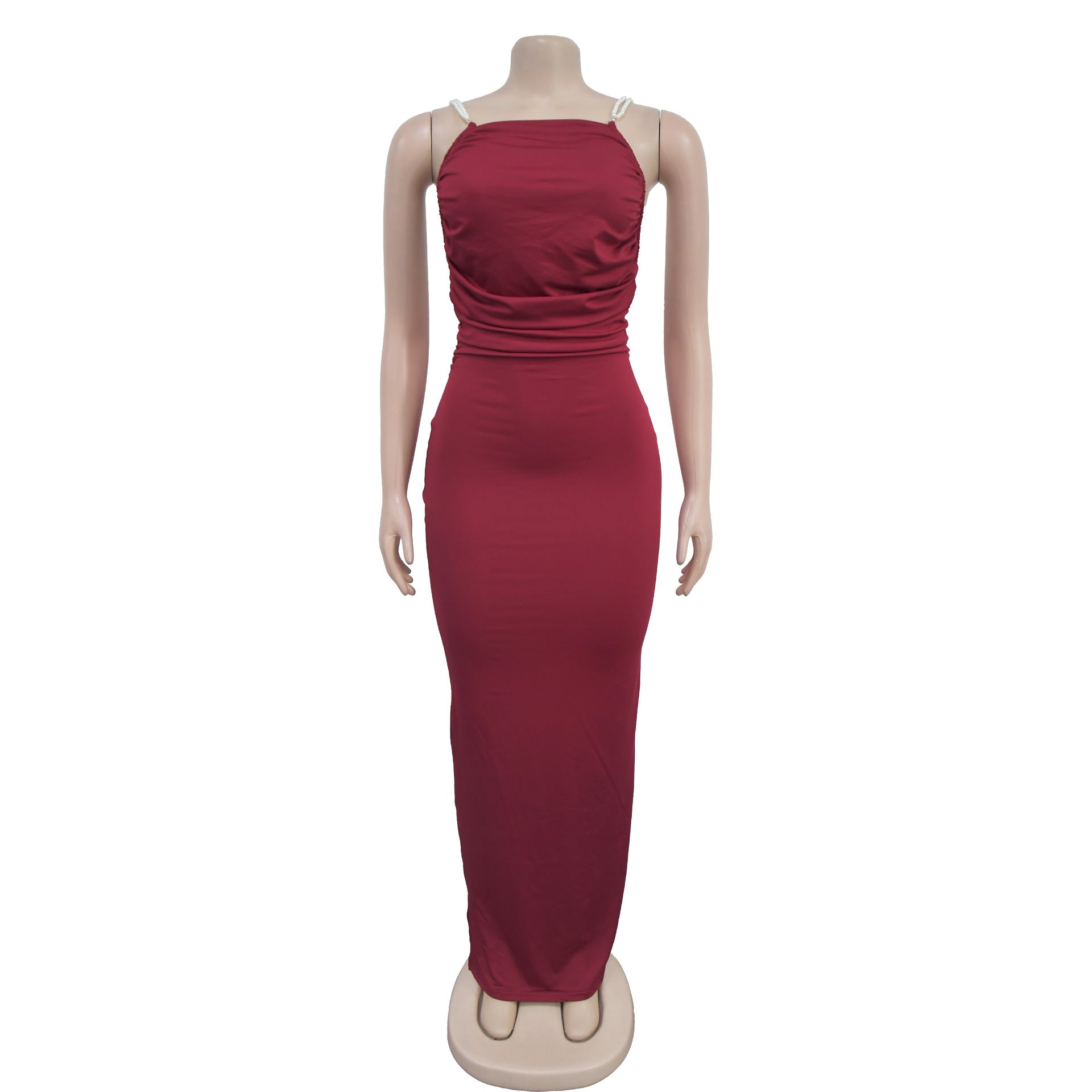 Fashionable Women's Low Back Sexy Solid Color Bodycon Long Dress 12