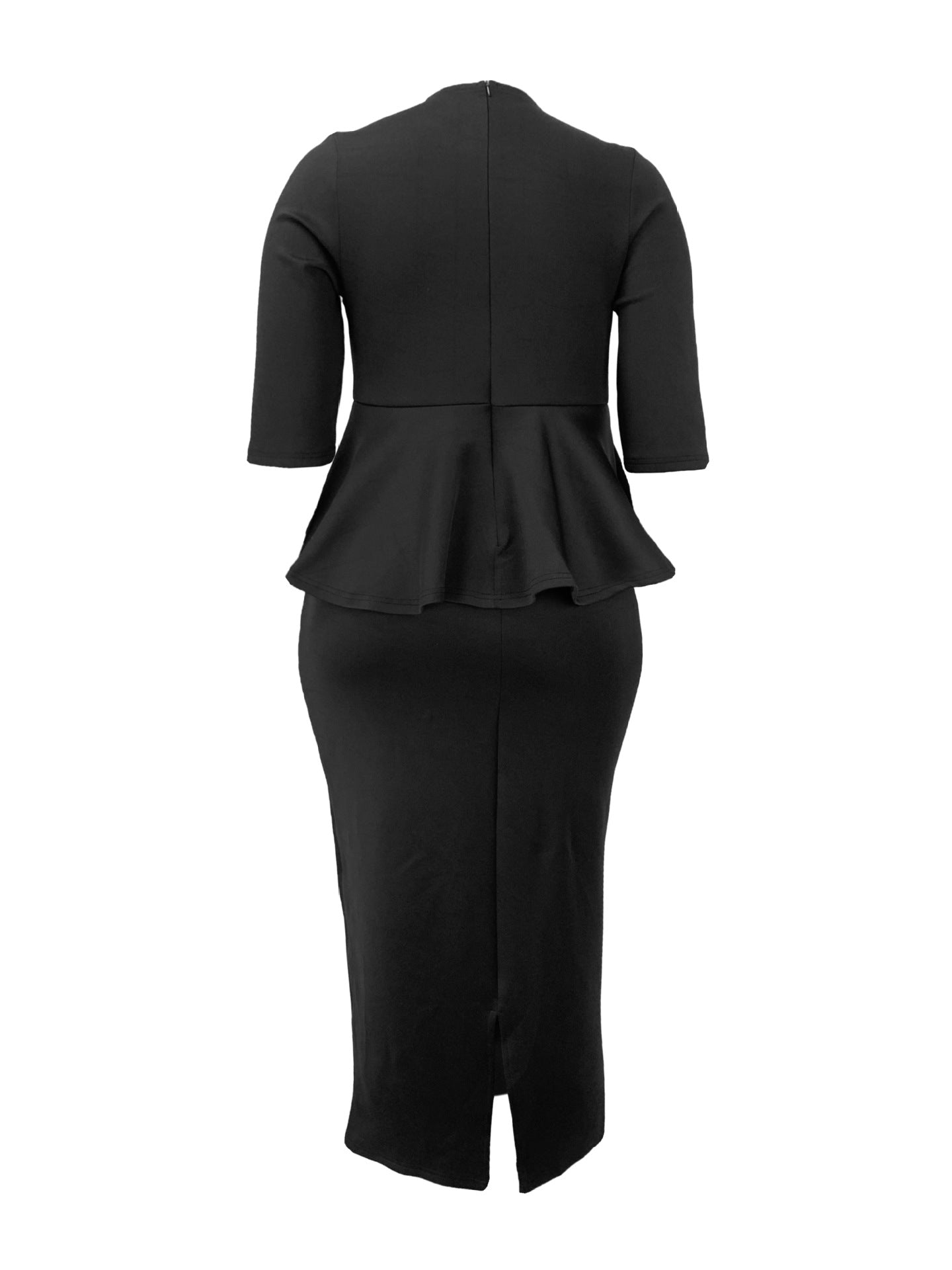 Plus Size Women Elegant Solid Bodycon Dress 3