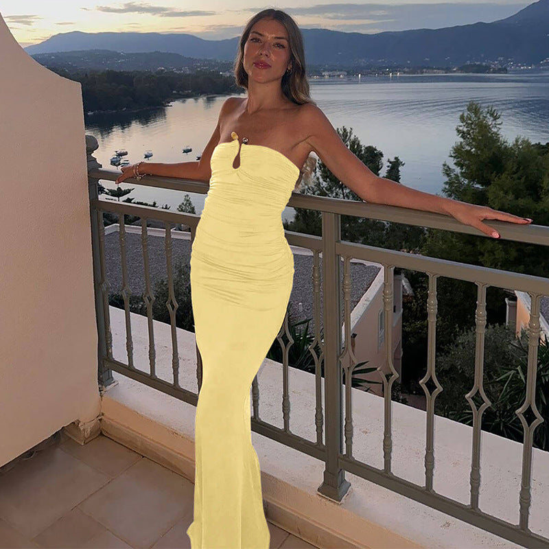 Sexy U-Neck Strapless Bodycon Dress for Women 10