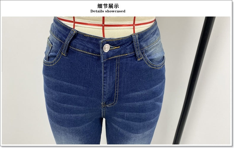 Women butterfly beaded Denim slit Pant 8