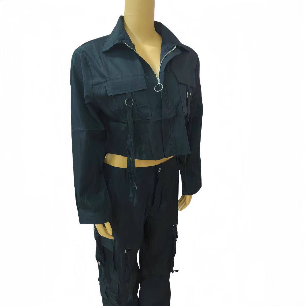 Plus Size Multi-Pocket Casual Cargo Pants Set 9