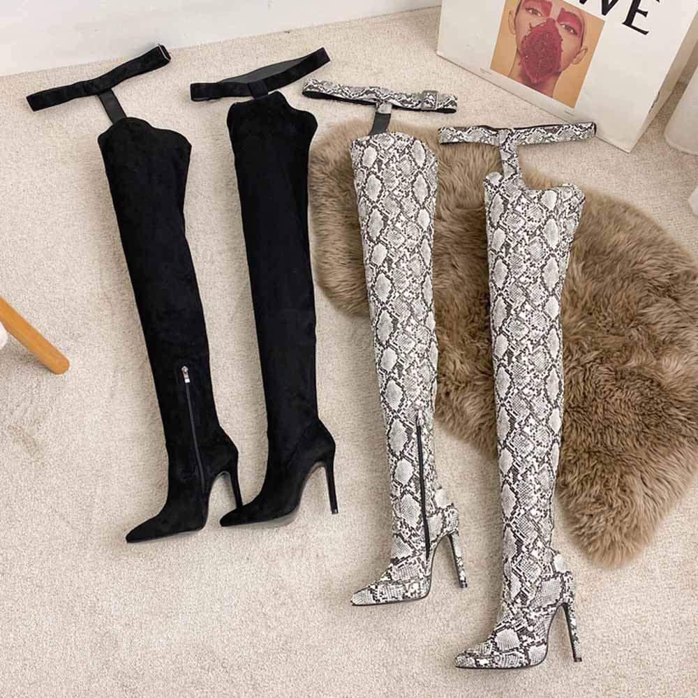 Stiletto Pointed Toe Sexy Over-The-Knee Boots Plus Size High-Heeled Leather Boots 6
