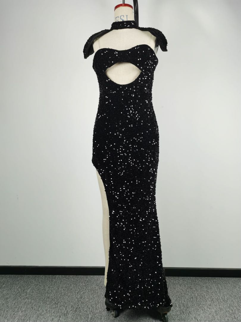 Womens Sexy Sequin Strapless Formal Party Dress Bodycon Evening Dress 9