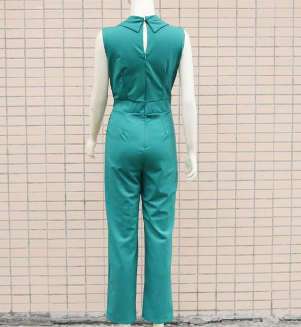 Spring/Summer Sexy Turndown Collar Sleeveless Bodysuit Slim Fashion Professional Jumpsuit 19