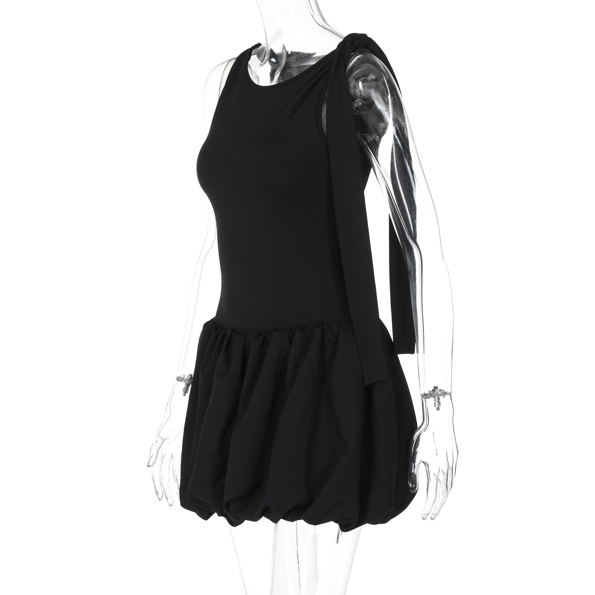 Women's Autumn Fashion Casual Lace-Up Strap Slim Bodysuit Pleated Skirt Two Piece Set 4