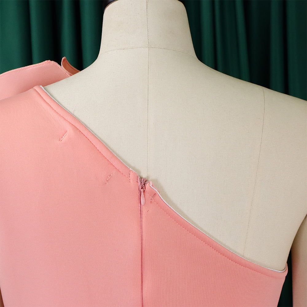 Plus Size Women's Sexy One Shoulder Ruched High Waist Ruffle Formal Party Gown Evening Dress 20