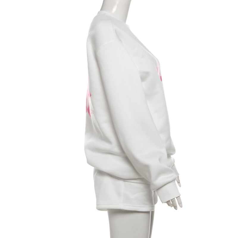 Autumn and Winter Women Printed Basic Top and Shorts Casual Sports Two-piece Set 5