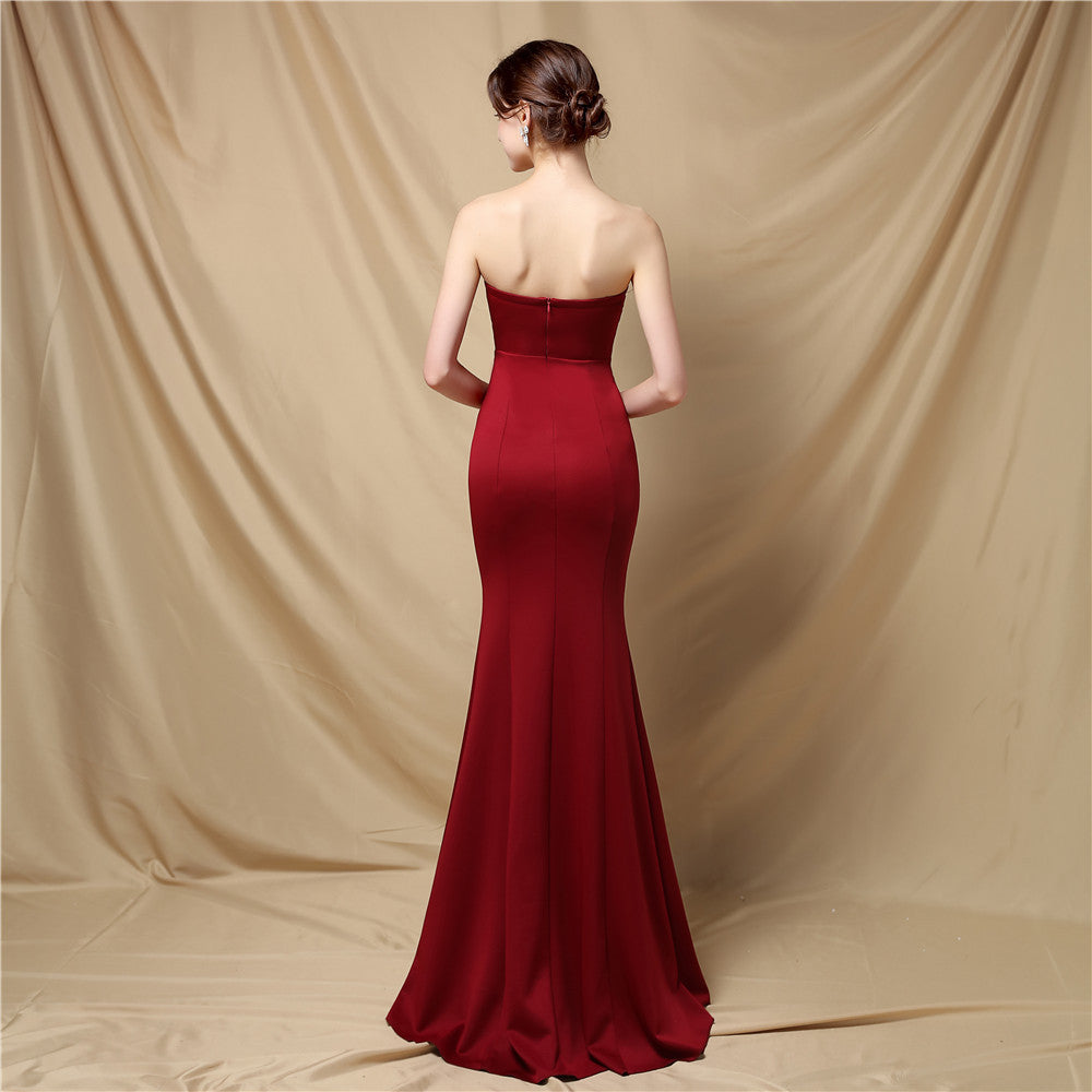 Autumn Beaded Upper Slit Strapless Evening Dress 5