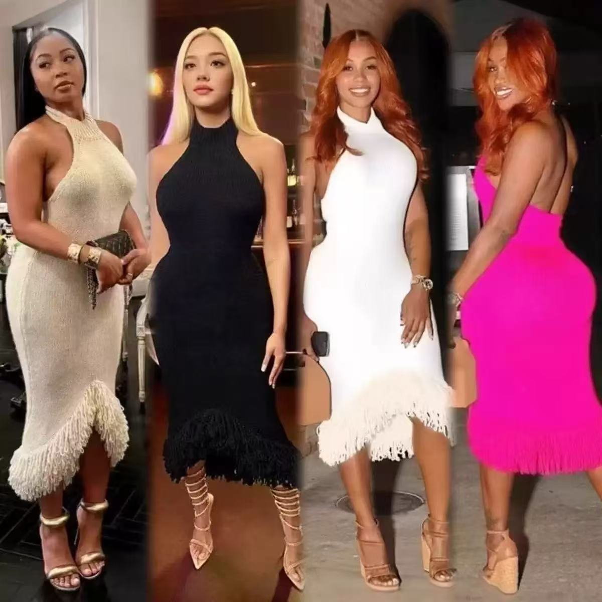 Sexy Women's Fashion Solid Color Strap Dress 8