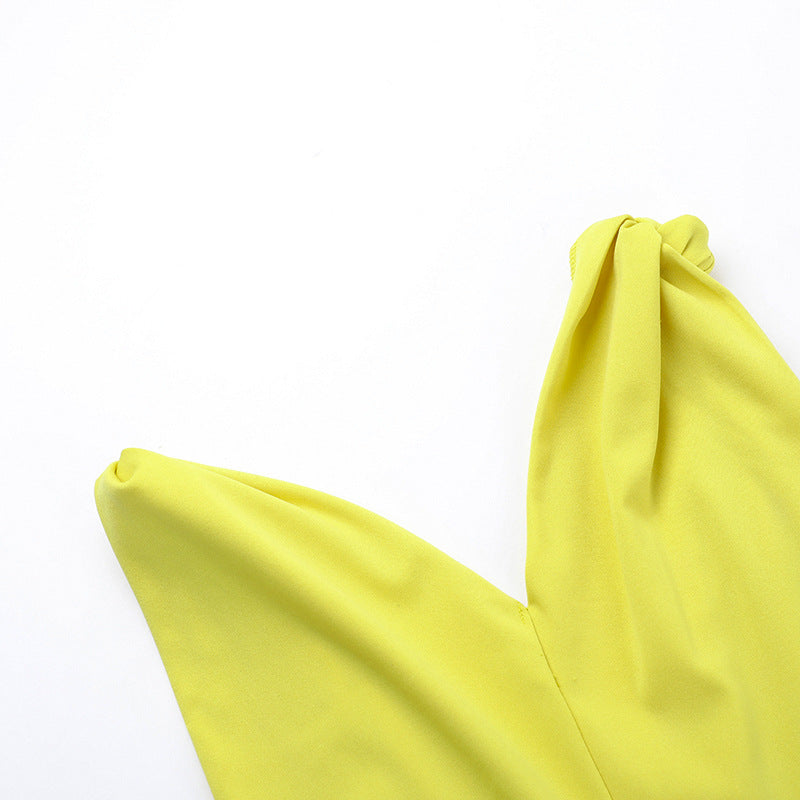 Sexy V-Neck Fake Pocket Summer Slim Waist A-Line Dress 18