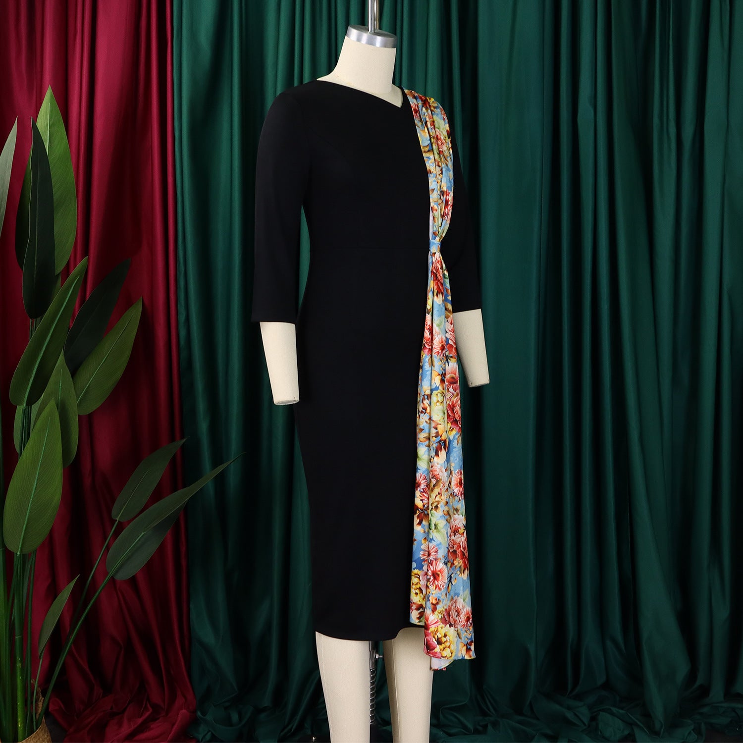 Plus Size Women's Chic OL Elegant Patchwork African Dress 9