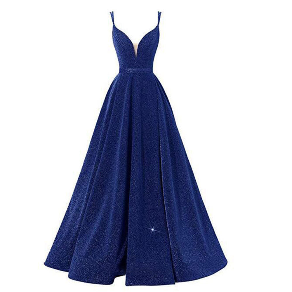 Women Formal Party V-Neck Sequined Strapless Party Bridesmaid Formal Party Evening Dress（Processing time need 3-6 days） 3