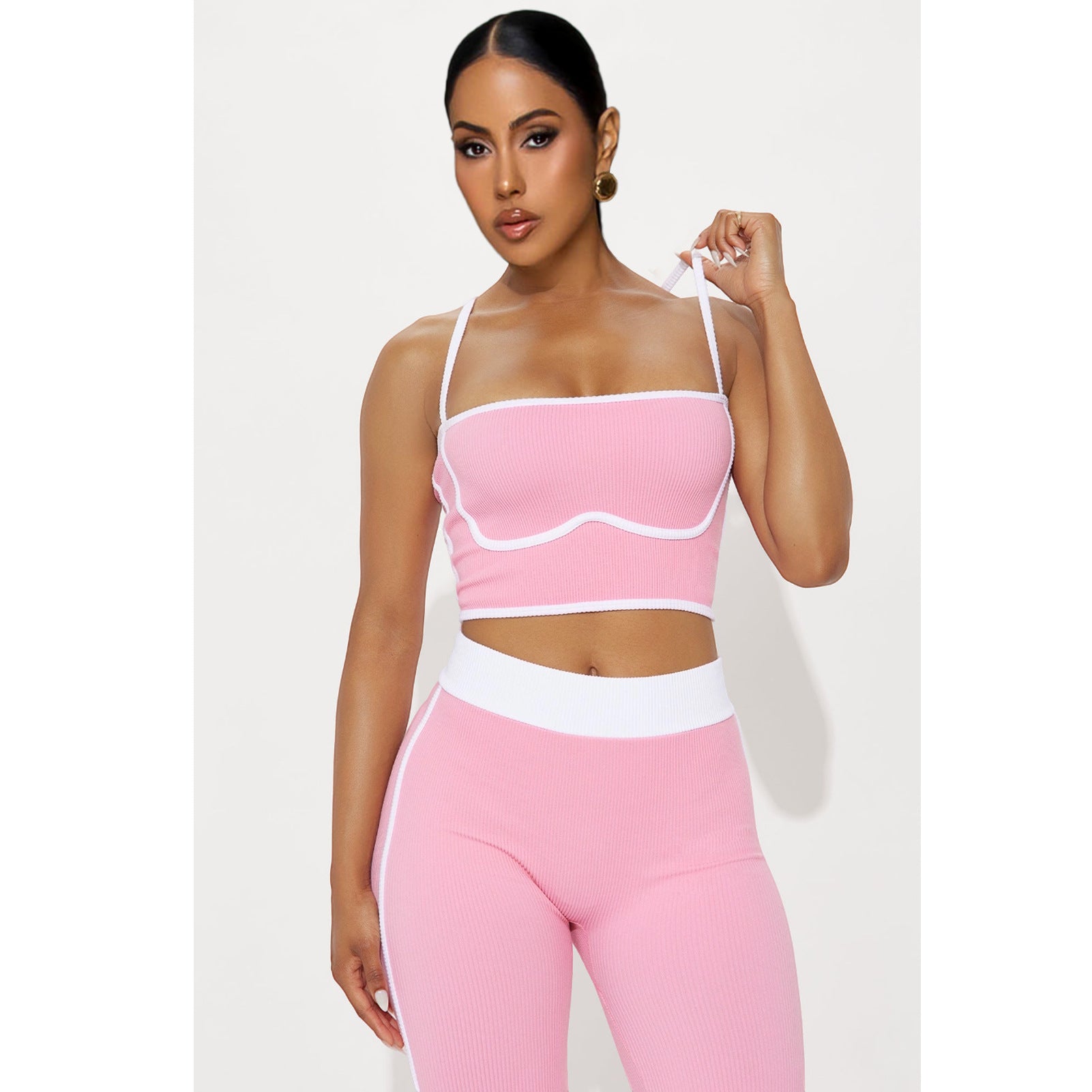 Women Sports Suspender Top and Pants Two-Piece Set 14