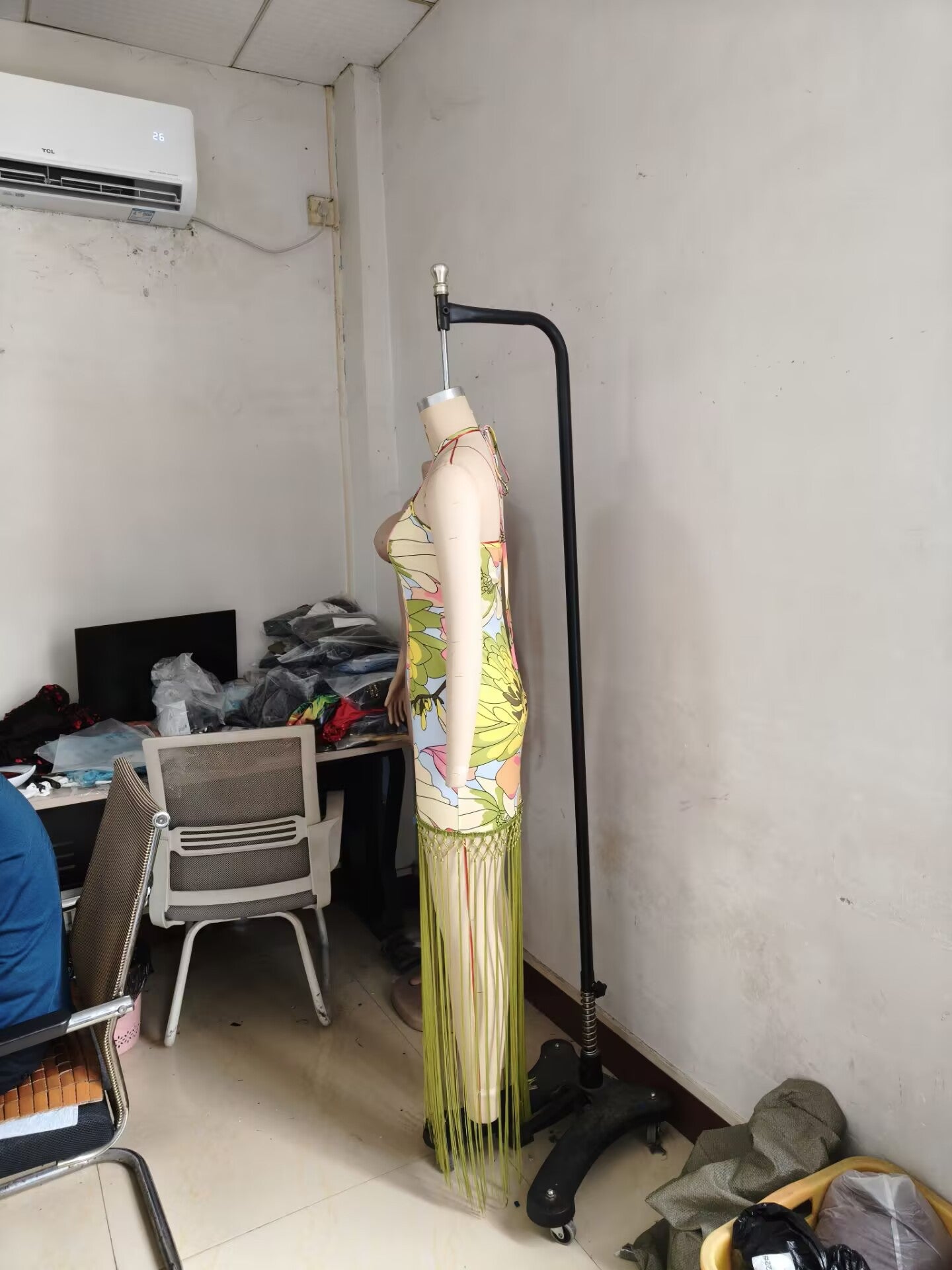 Women Halter Neck Printed Backless Sleeveless Tassel Dress 13