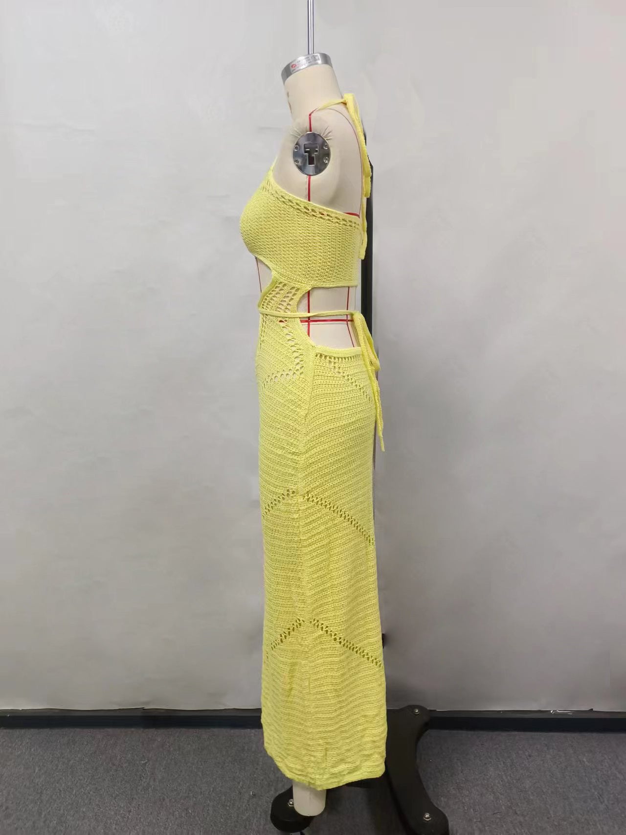 Women Solid Sexy Knitting Hollow Beach Dress 15