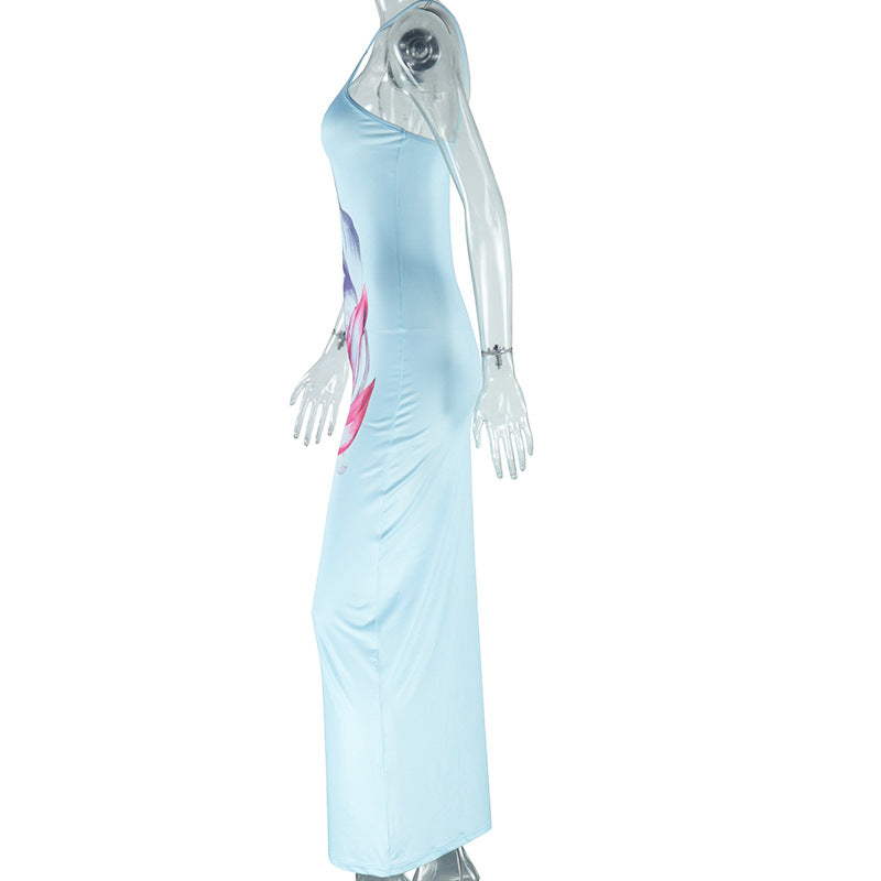 Women's Fashion Print Sexy Halter Neck Sleeveless Casual Holidays Trend Dress 7