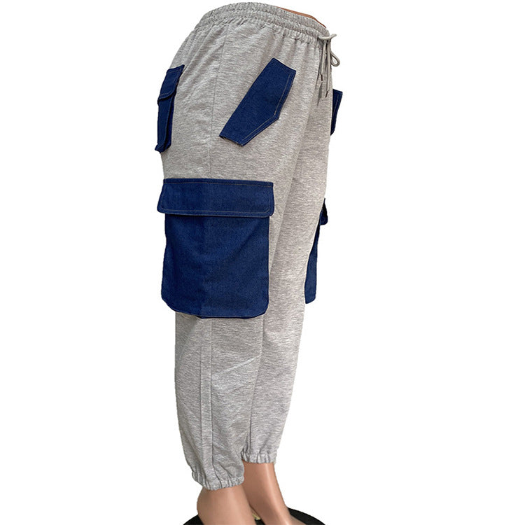 Women's Casual Trousers Street Fashion Style Large Pockets High Waist Cargo Pants 7