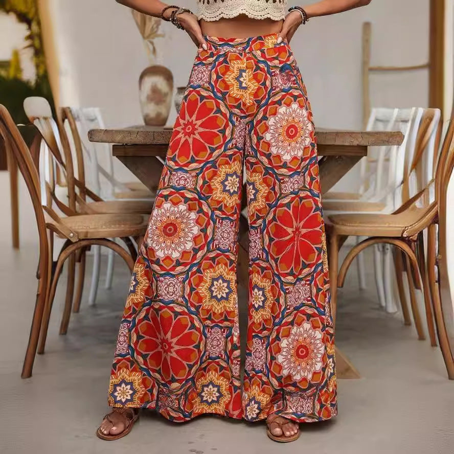 Women's Women's Floral Print High Waist Wide-Leg Casual Pants 4