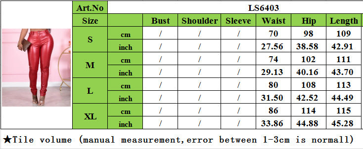 Women Chic Style Pu-Leather Trousers 8