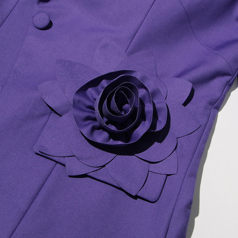 Women flower decoration elegant slit Blazer 13