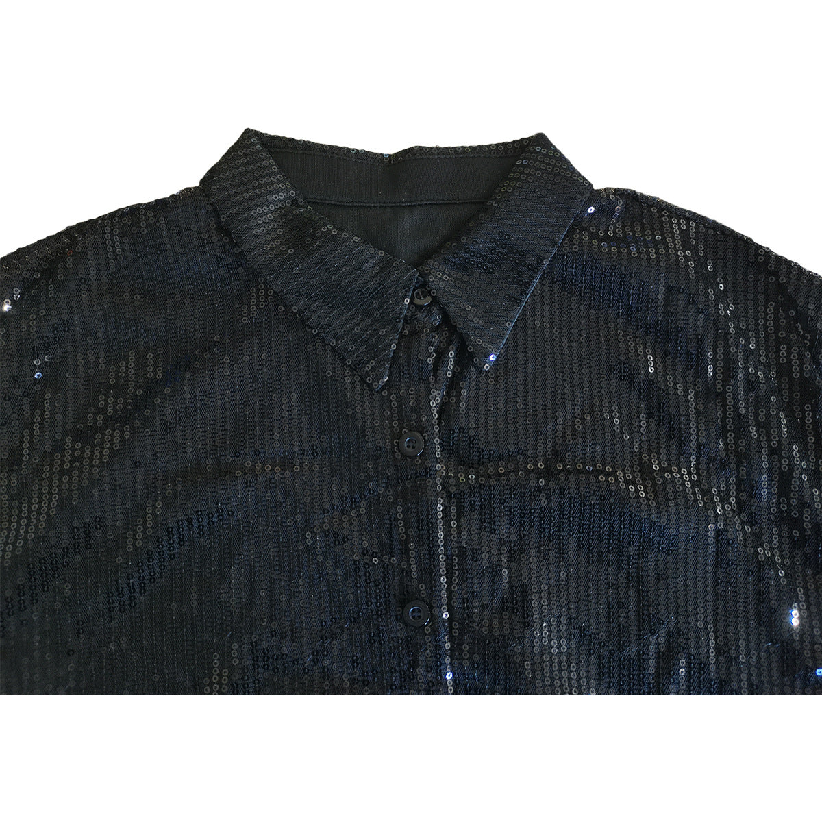 Women Solid Sequin Loose Shirt Dress 33