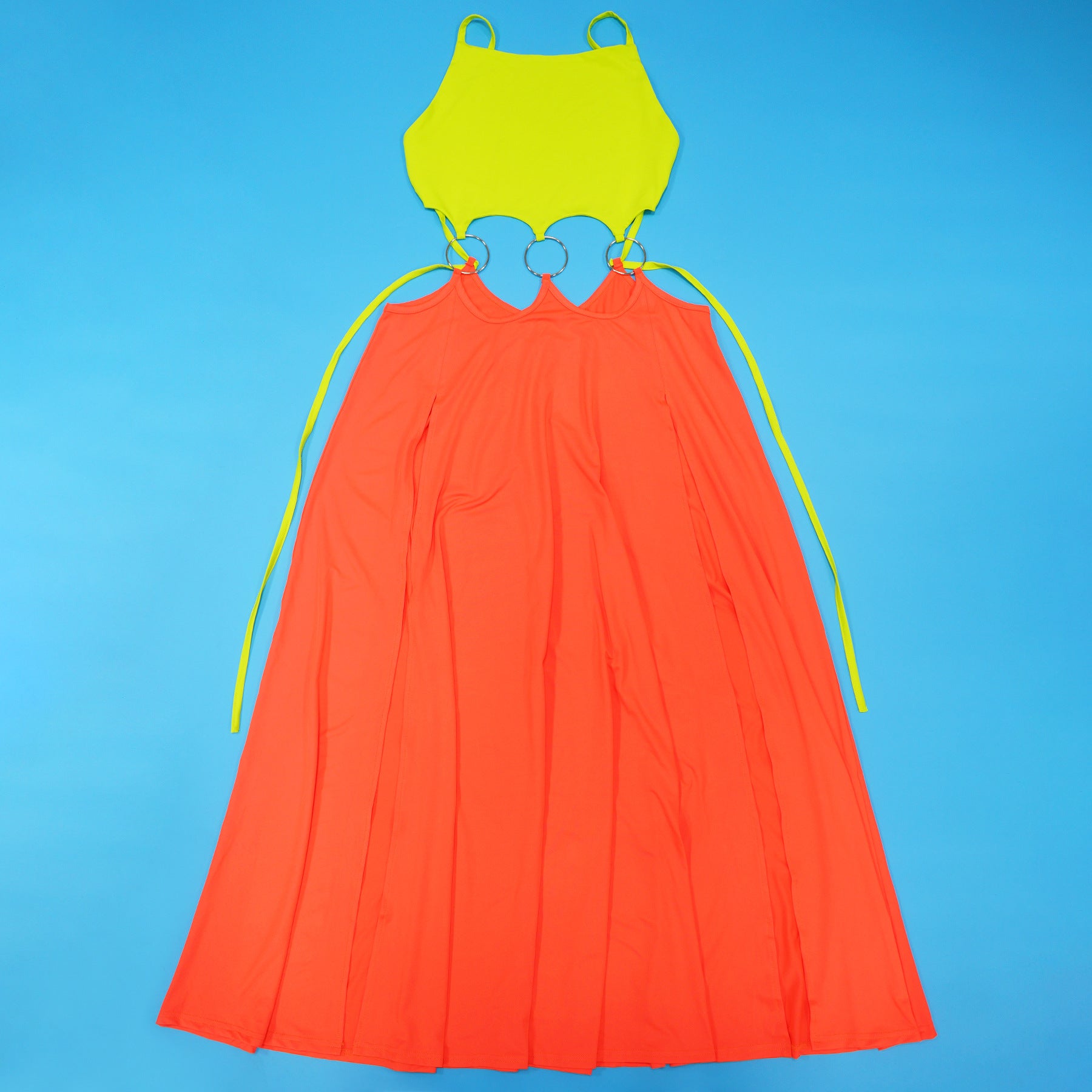 Women's Solid Color Sexy Low-Back High-Slit Contrast Dress 17