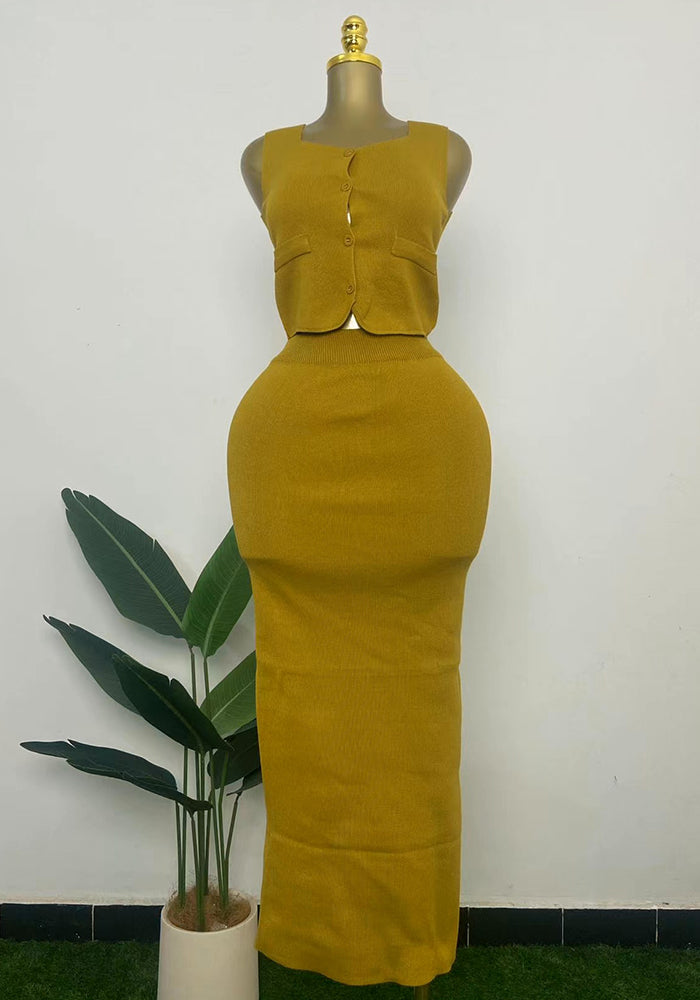 Women knitting Top and Skrit two-piece set