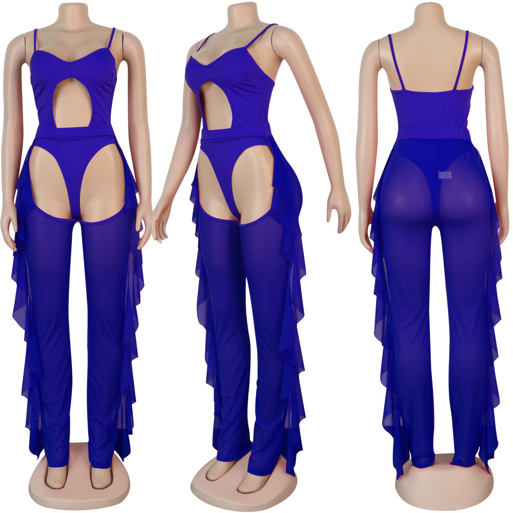 Women Sexy Solid Mesh Swimwear Two-piece Set 17