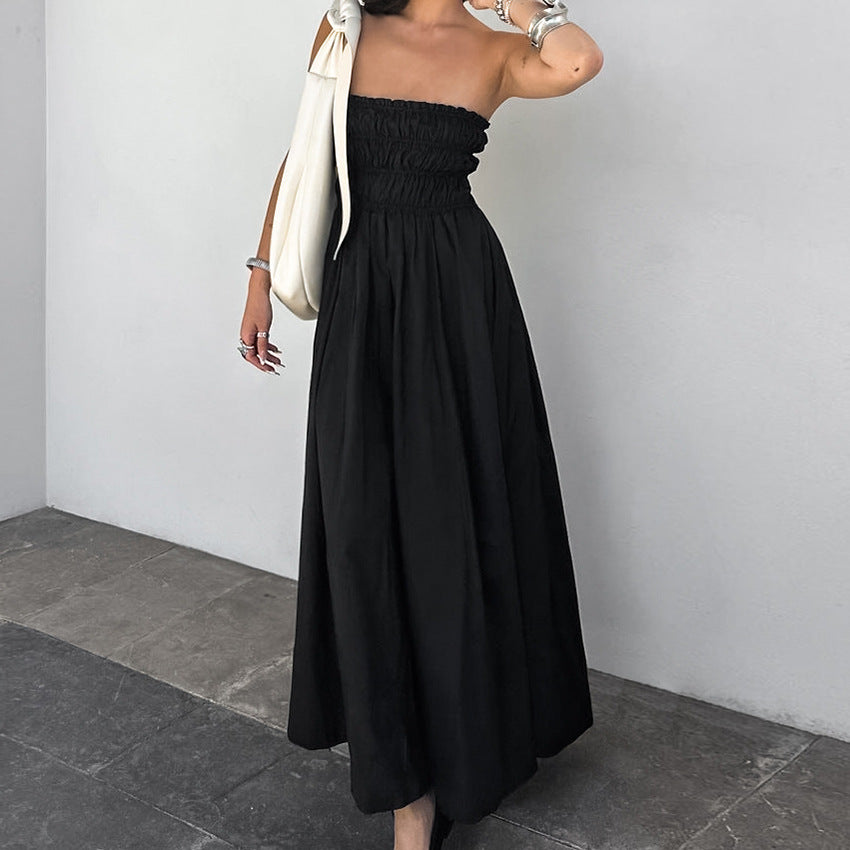 Summer Sleeveless Strapless Black Beach Holidays Dress 7