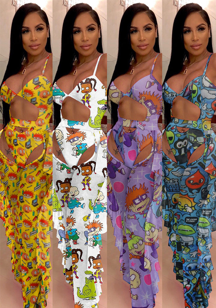 Women Sexy Solid Mesh Swimsuit Two-piece Set