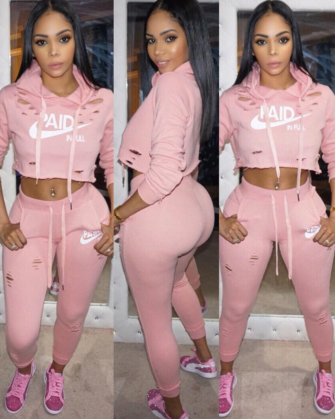 Women's Autumn & Winter Letter Printed Slim-Fitting Casual Two-Piece Pants Set 5