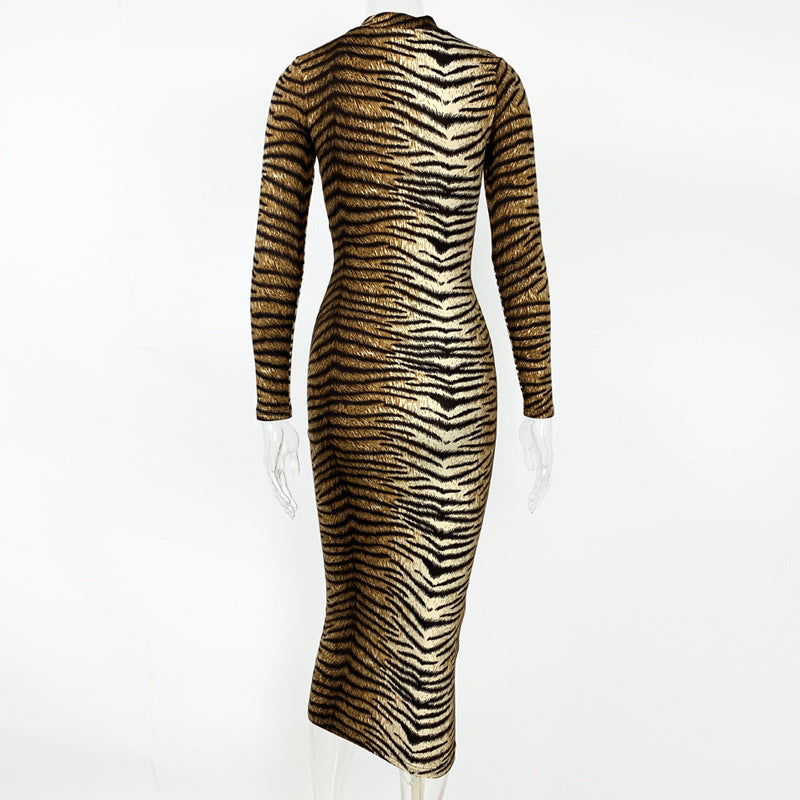 Autumn and winter Women fashion leopard print long-sleeved sexy slim dress 10