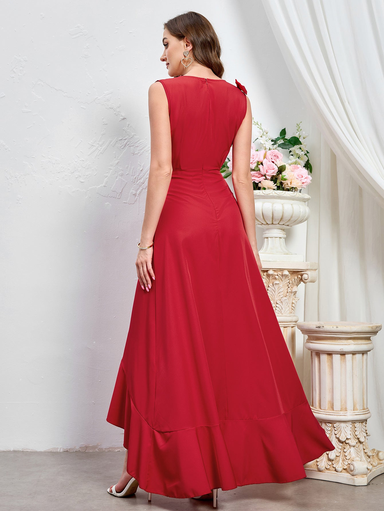 Women Solid V-neck Sexy Dress