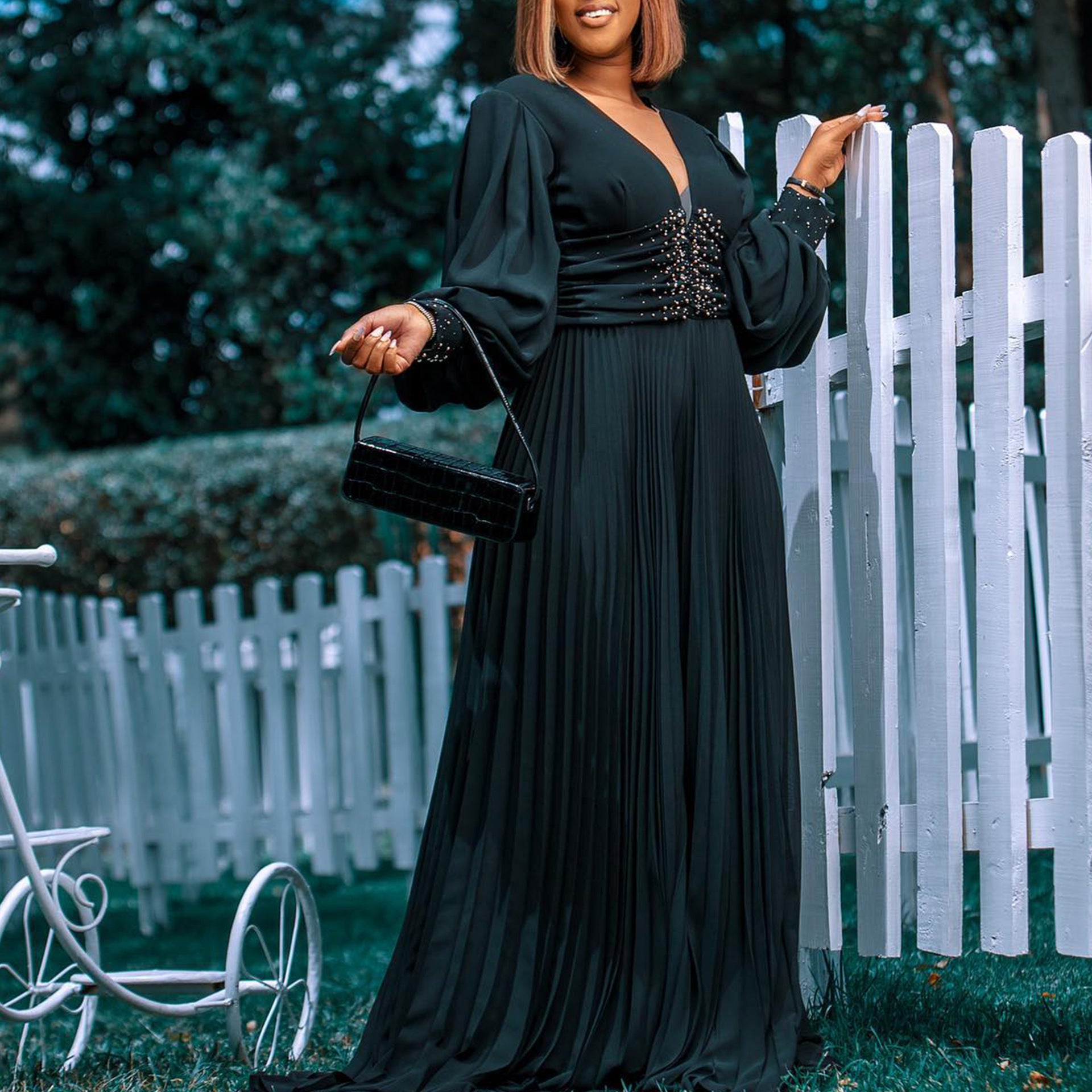 Plus Size Beaded Fashion Casual Loose Wide Leg African Jumpsuit 4