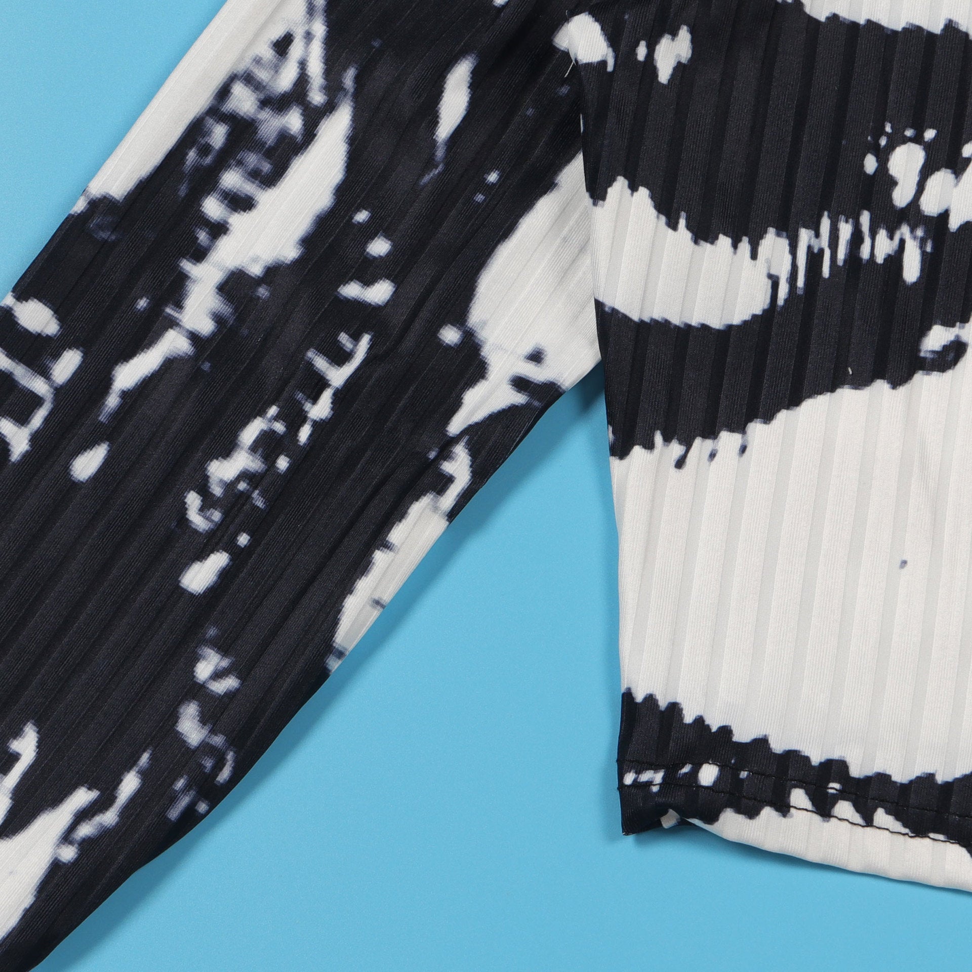 Sexy Printed Slim Fit Stretch Ribbed Two-Piece Pants Set 16