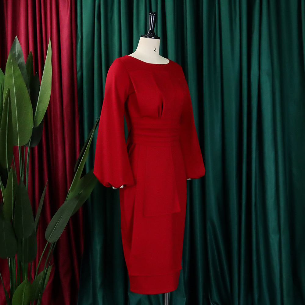 Women's Solid Color Professional Fashion Chic Plus Size Elegant African Dress 31