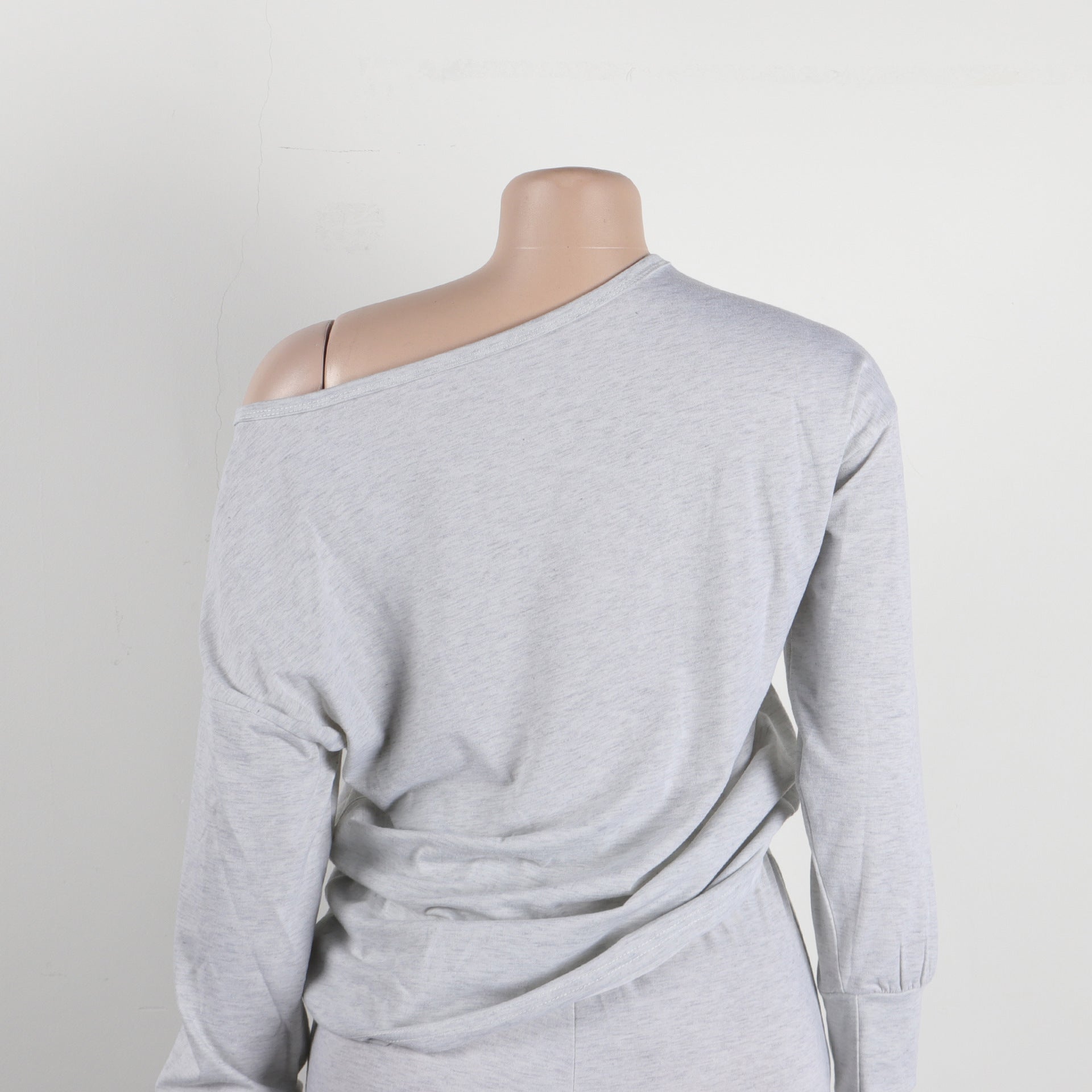 Women Solid Casual Slash Shoulder Top and Pant Two-piece Set 17