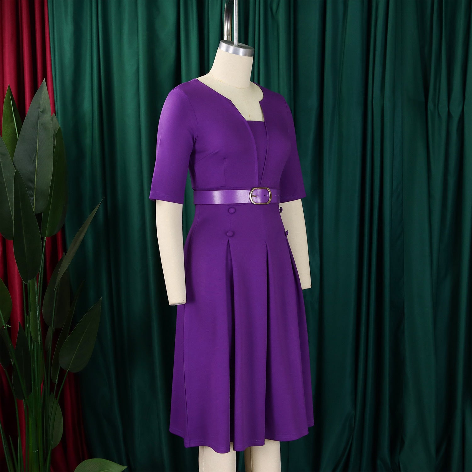 Women Summer Fashion Chic Elegant Solid Color Plus Size African Dress 16