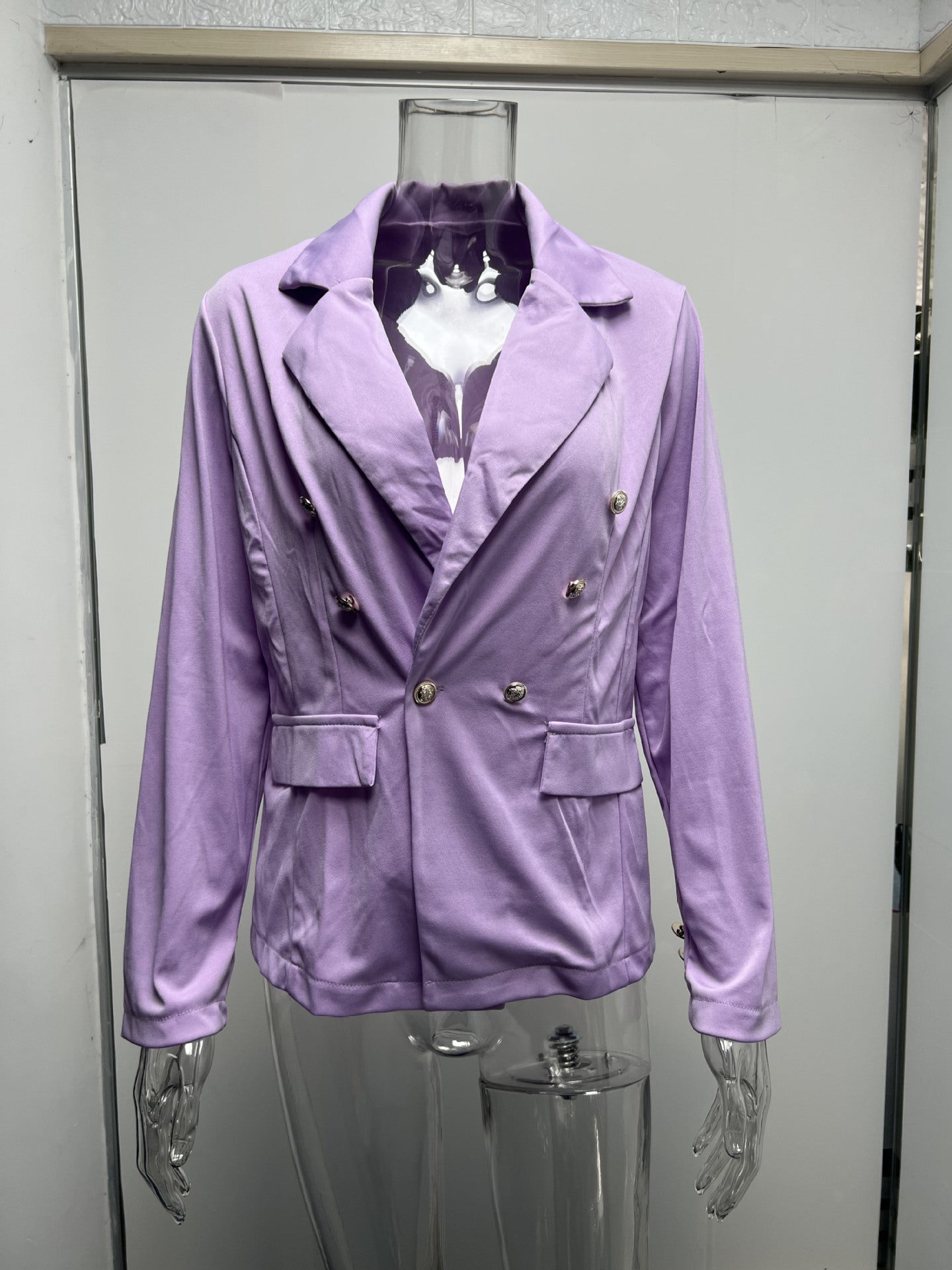 Women Long Sleeve Buttons Blazer 25