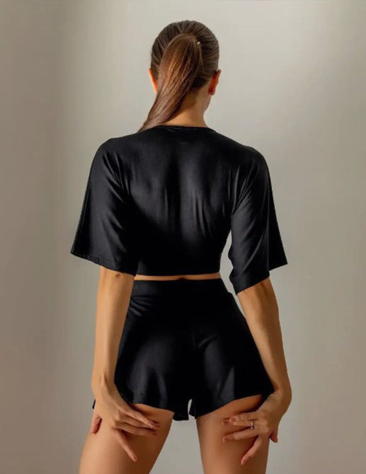 Women Short Sleeve Top Shorts Lounge Wear Two Piece Set 4