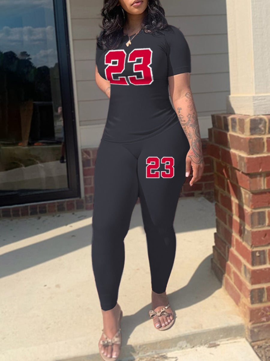 Women Print Style Top and Pant Casual Two-piece Set