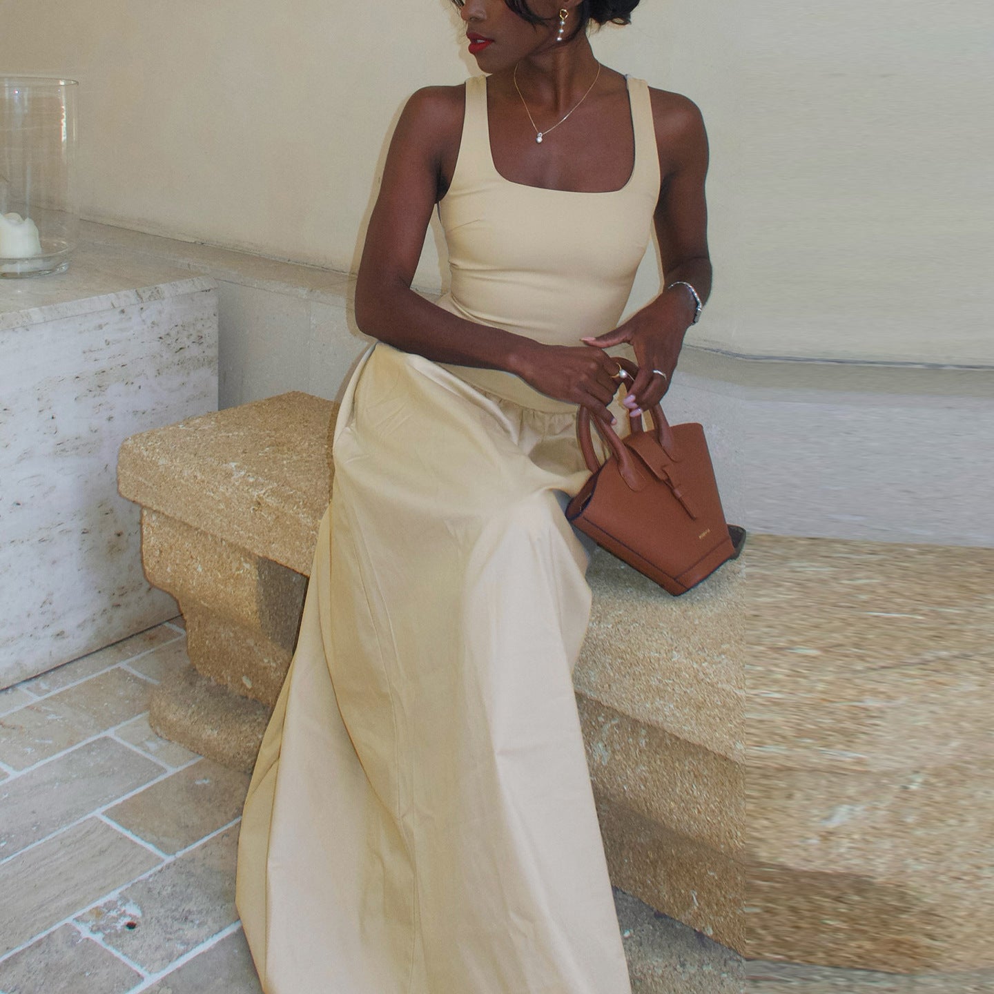 Square Neck Sleeveless Dress Women's A-Line Long Dress 3