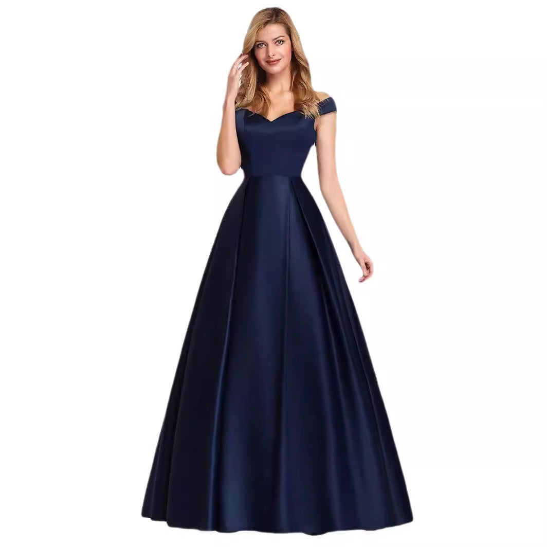 Women Off-Shoulder Satin Solid Prom Dress（Processing time need 3-6 days） 7
