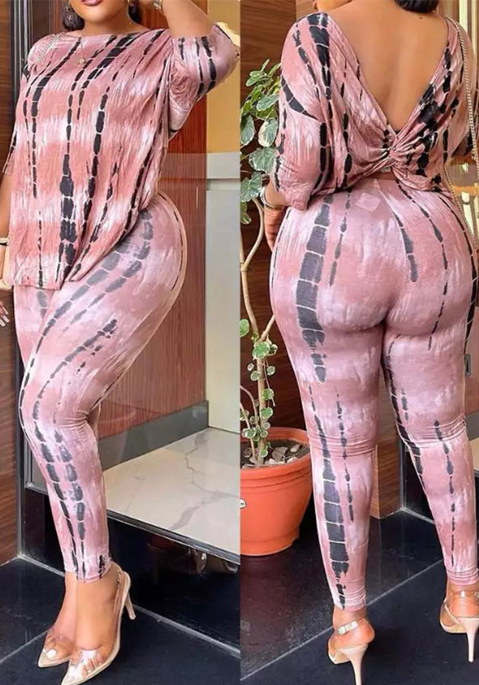 Fall Women Casual Print Top and Shorts Two-piece Set